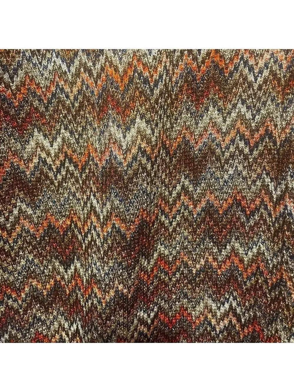 Alfred Dunner Chevron Open Front Cardigan Sweater Plus 1X Rust Brown Metallic
